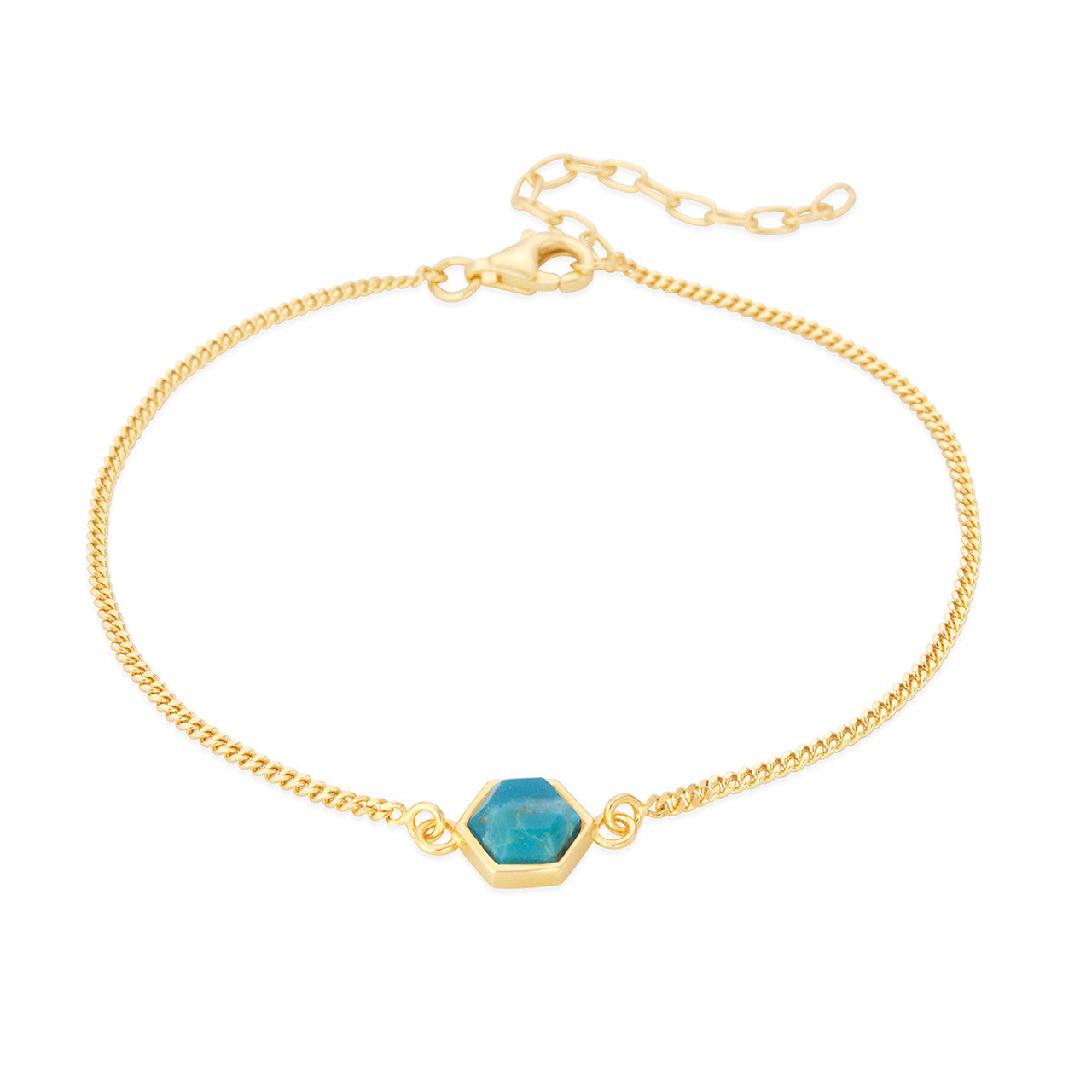 Liga Hexagon Turquoise Bracelet - Gold Plated