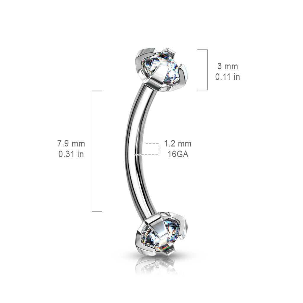 Double Gem Curved Barbell.