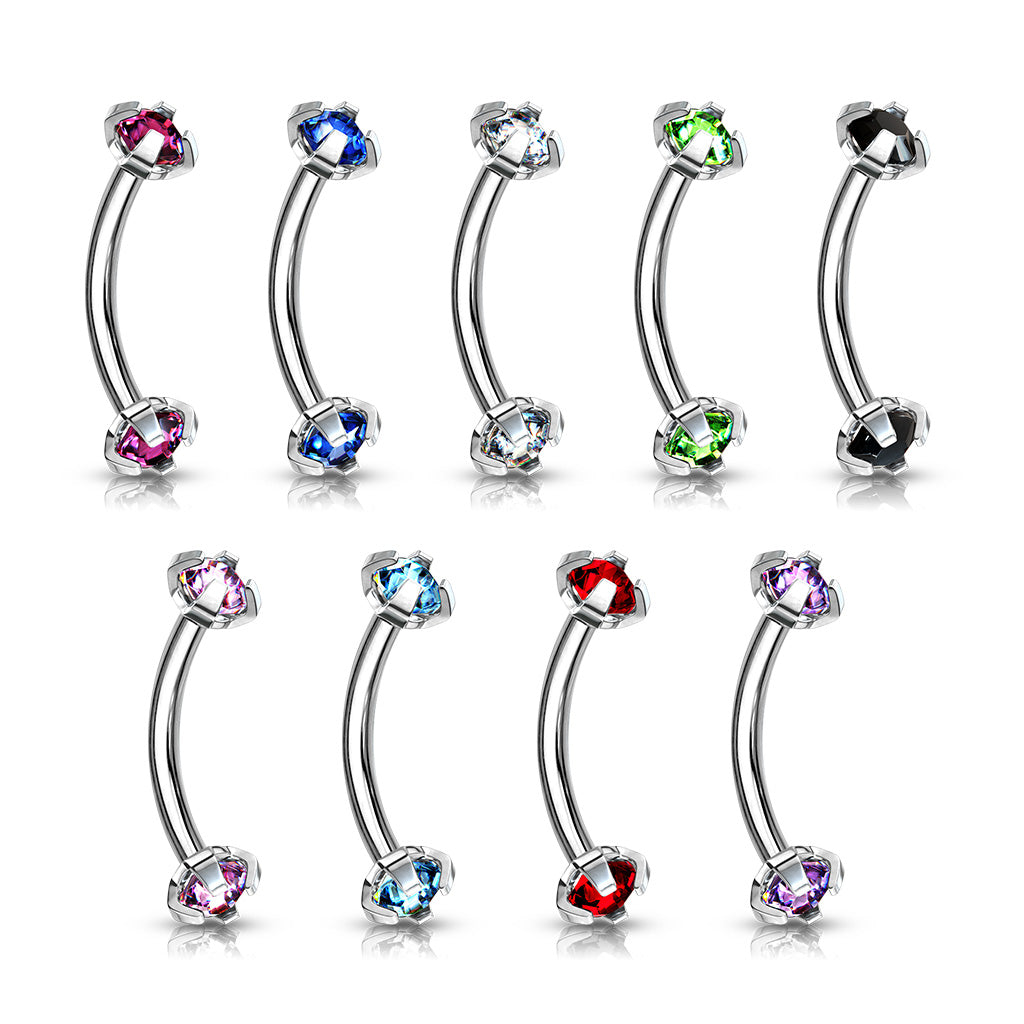 Double Gem Curved Barbell.