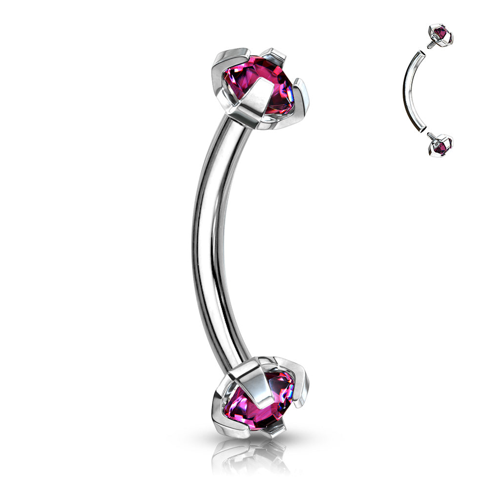 Double Gem Curved Barbell.