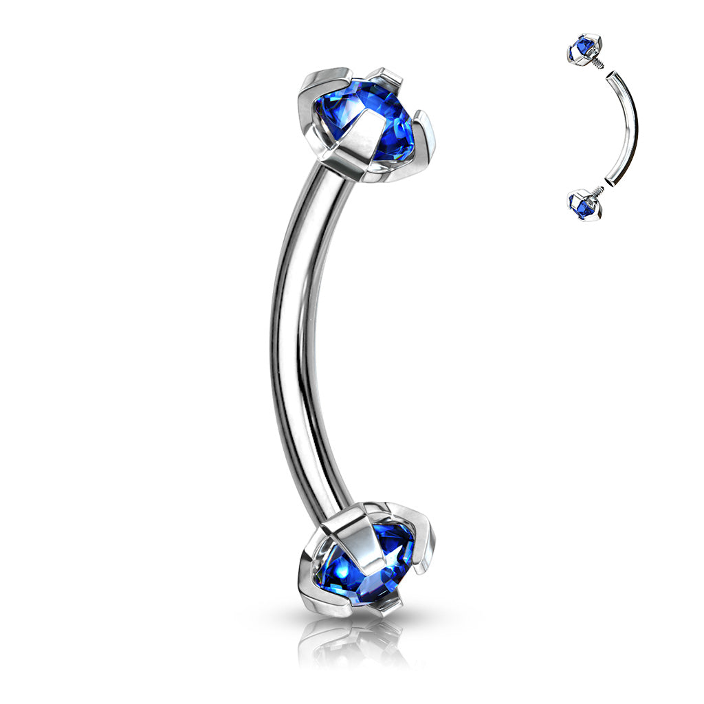 Double Gem Curved Barbell.