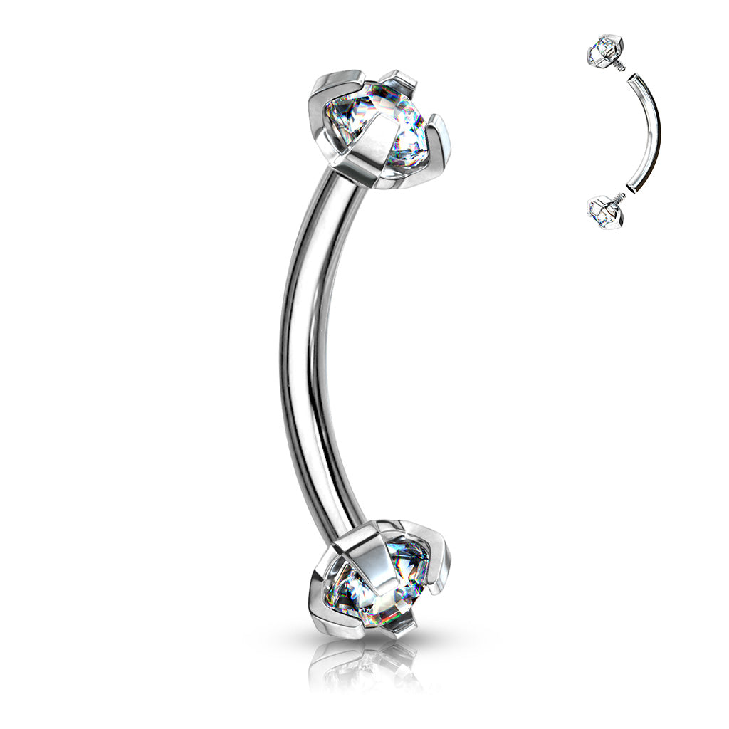 Double Gem Curved Barbell.