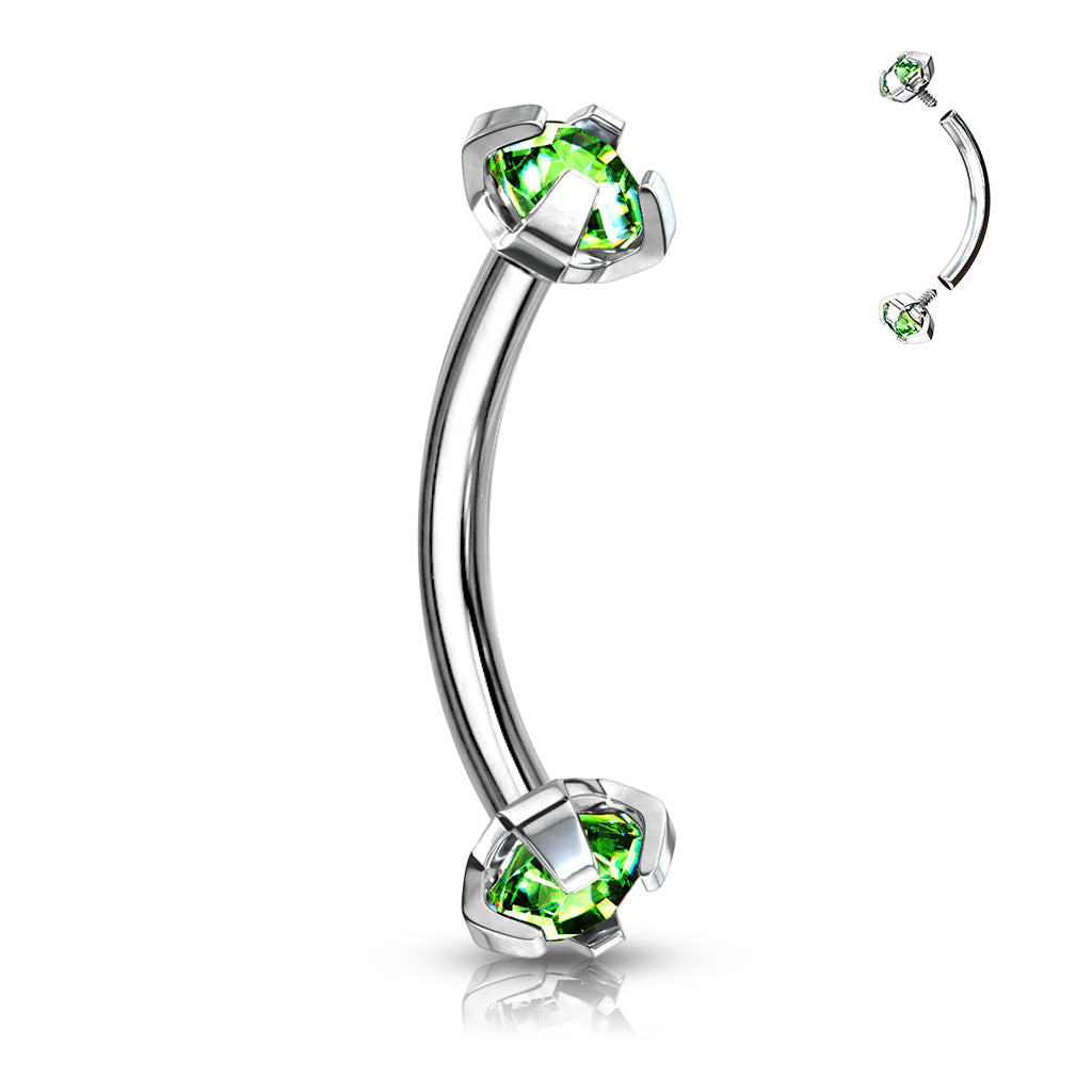 Double Gem Curved Barbell.
