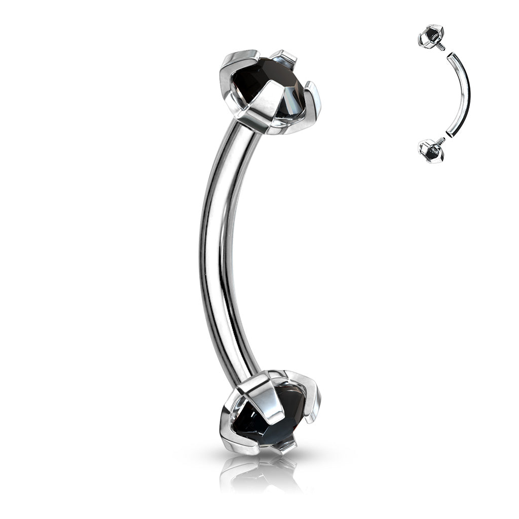 Double Gem Curved Barbell.