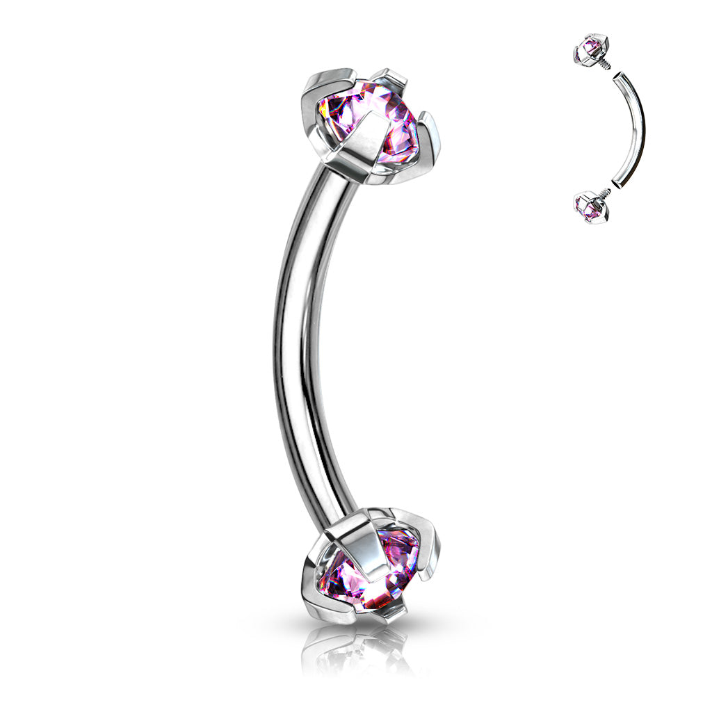 Double Gem Curved Barbell.
