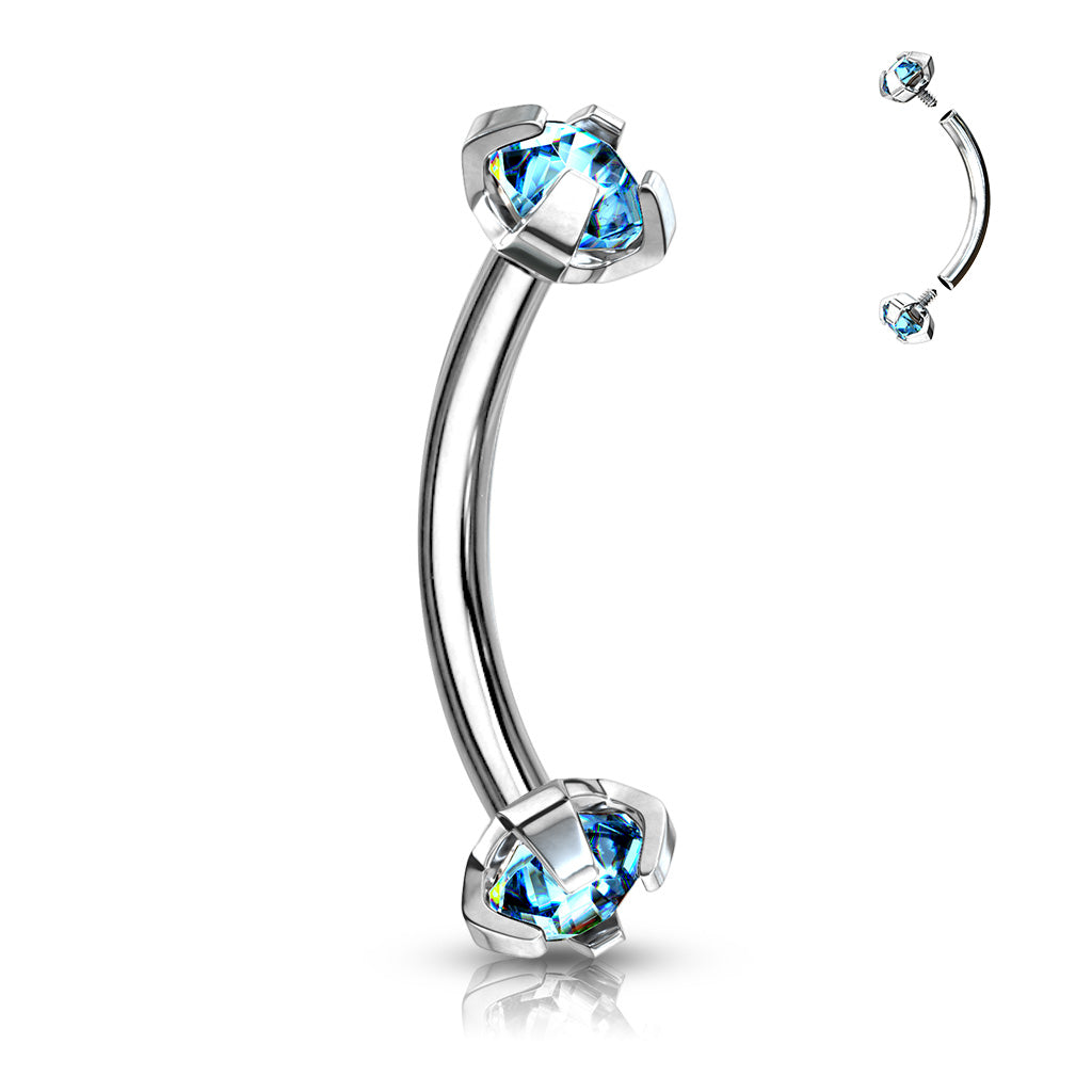 Double Gem Curved Barbell.