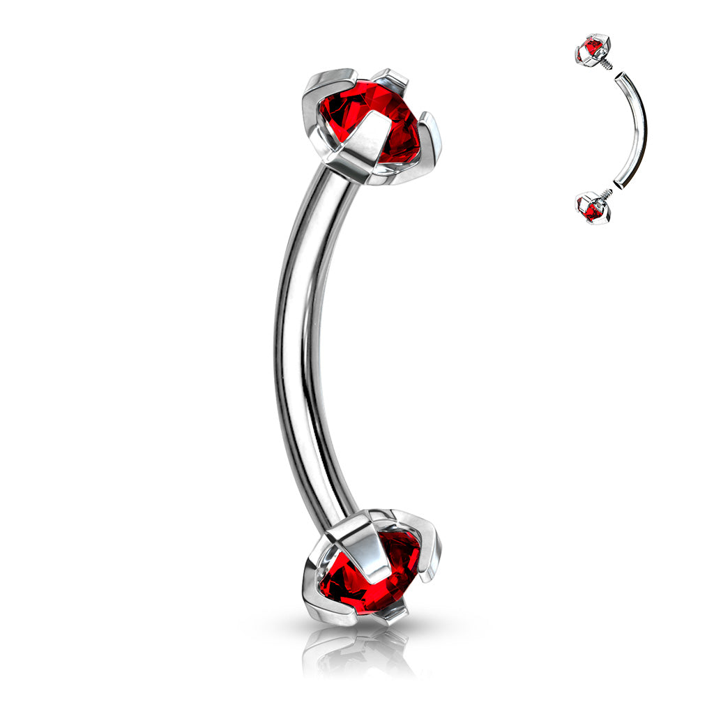 Double Gem Curved Barbell.
