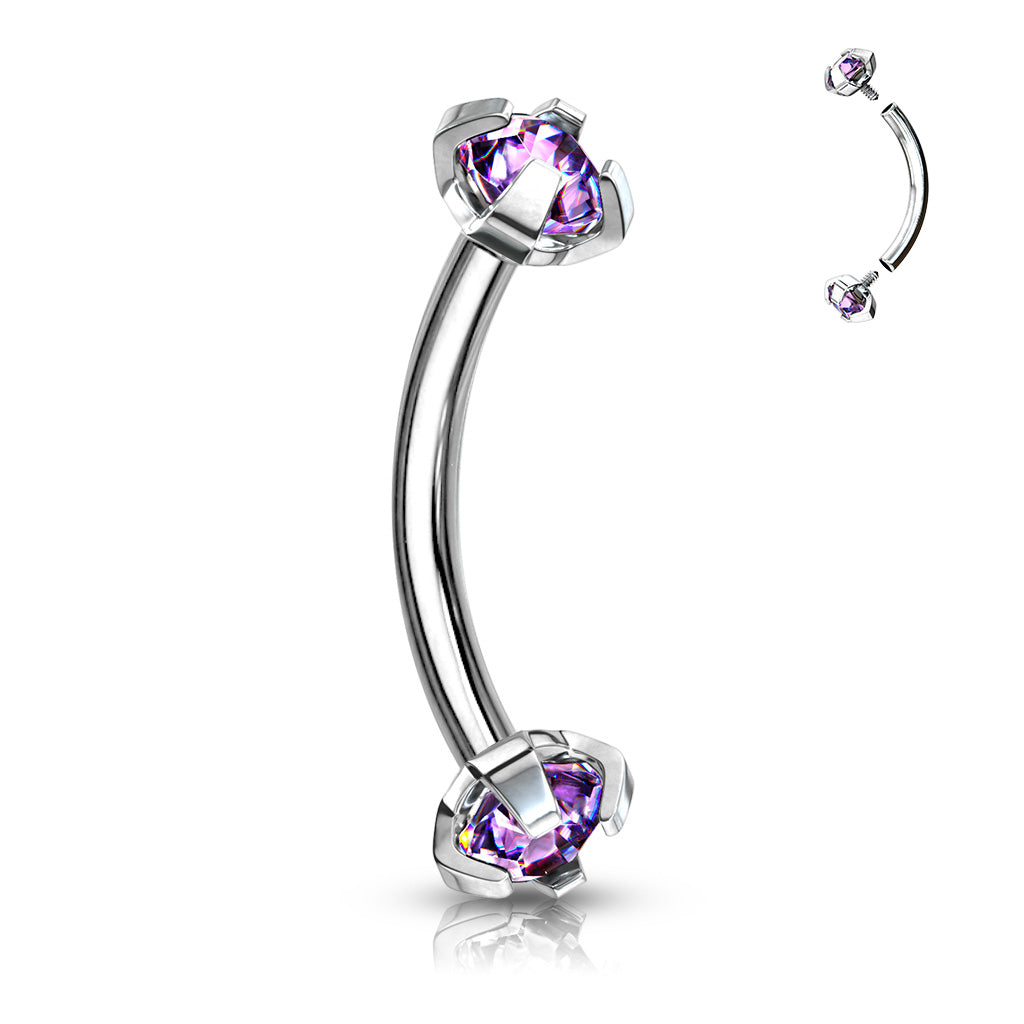 Double Gem Curved Barbell.