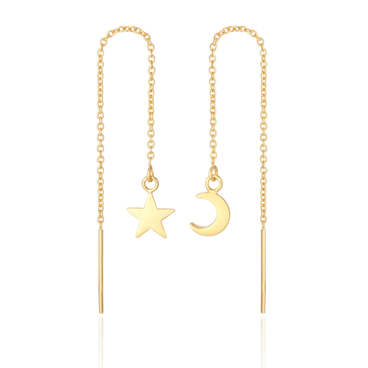 Adelie Moon & Star Threader Earrings - Gold Plated