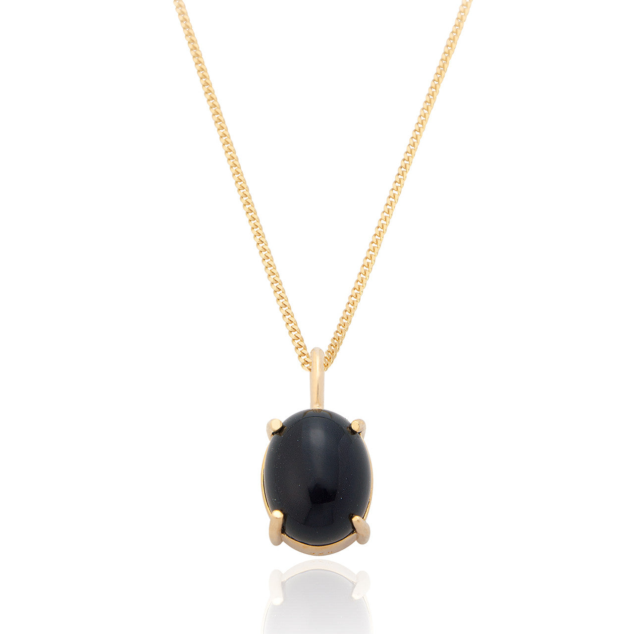 Ria Black Onyx Pendant & Chain - Gold Plated
