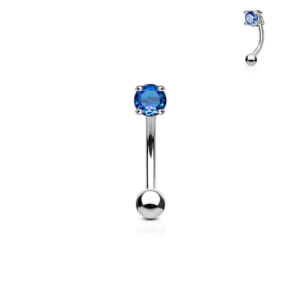 Single Gem Curved Barbell.