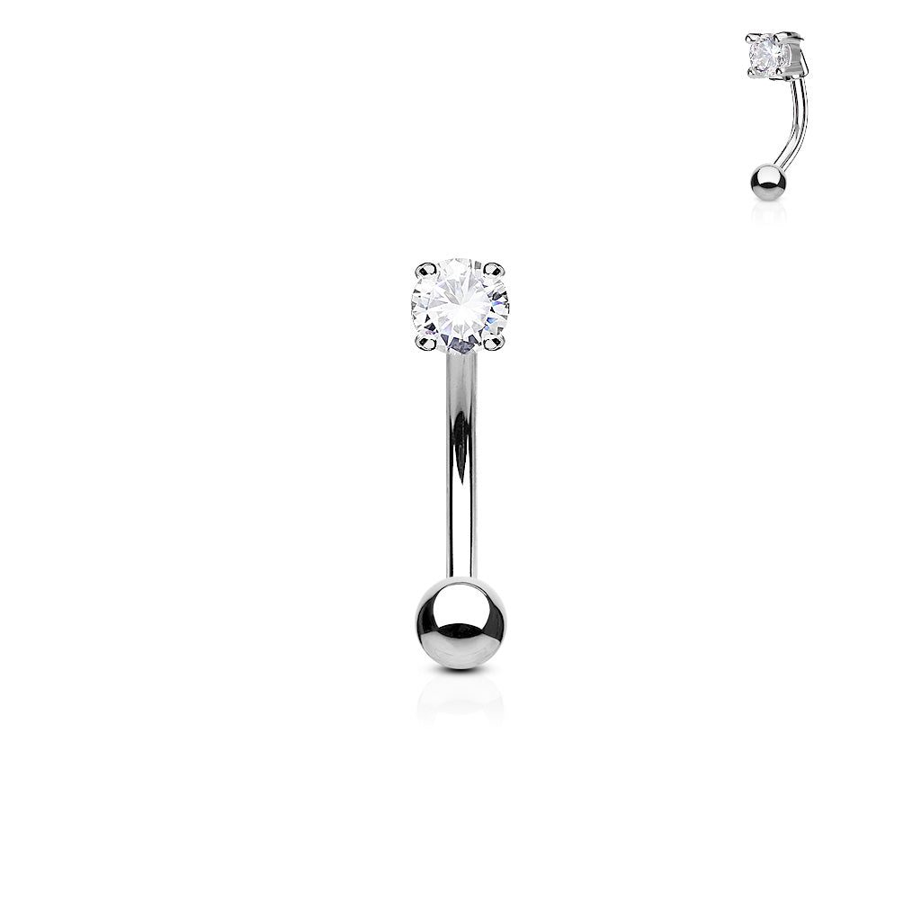 Single Gem Curved Barbell.