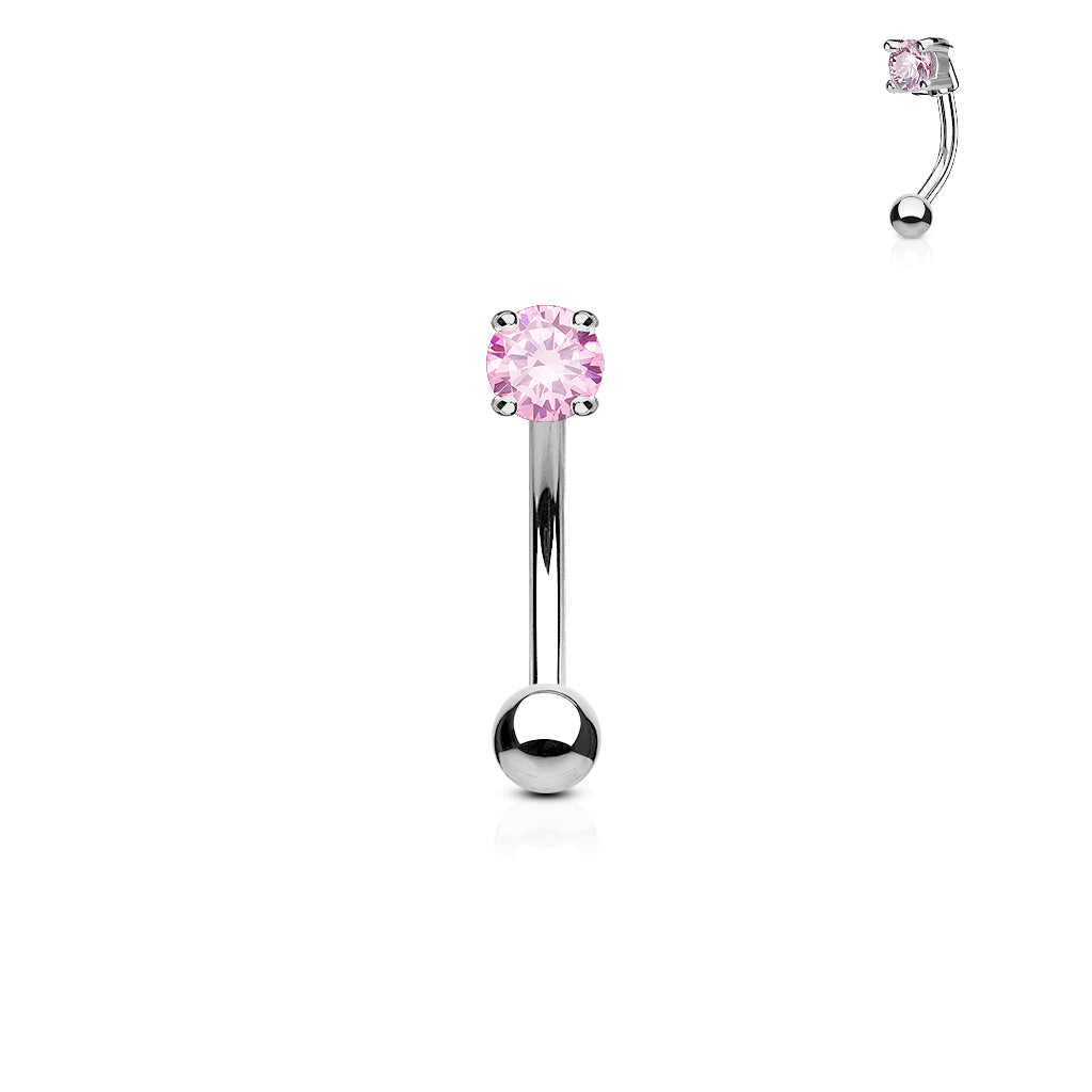 Single Gem Curved Barbell.