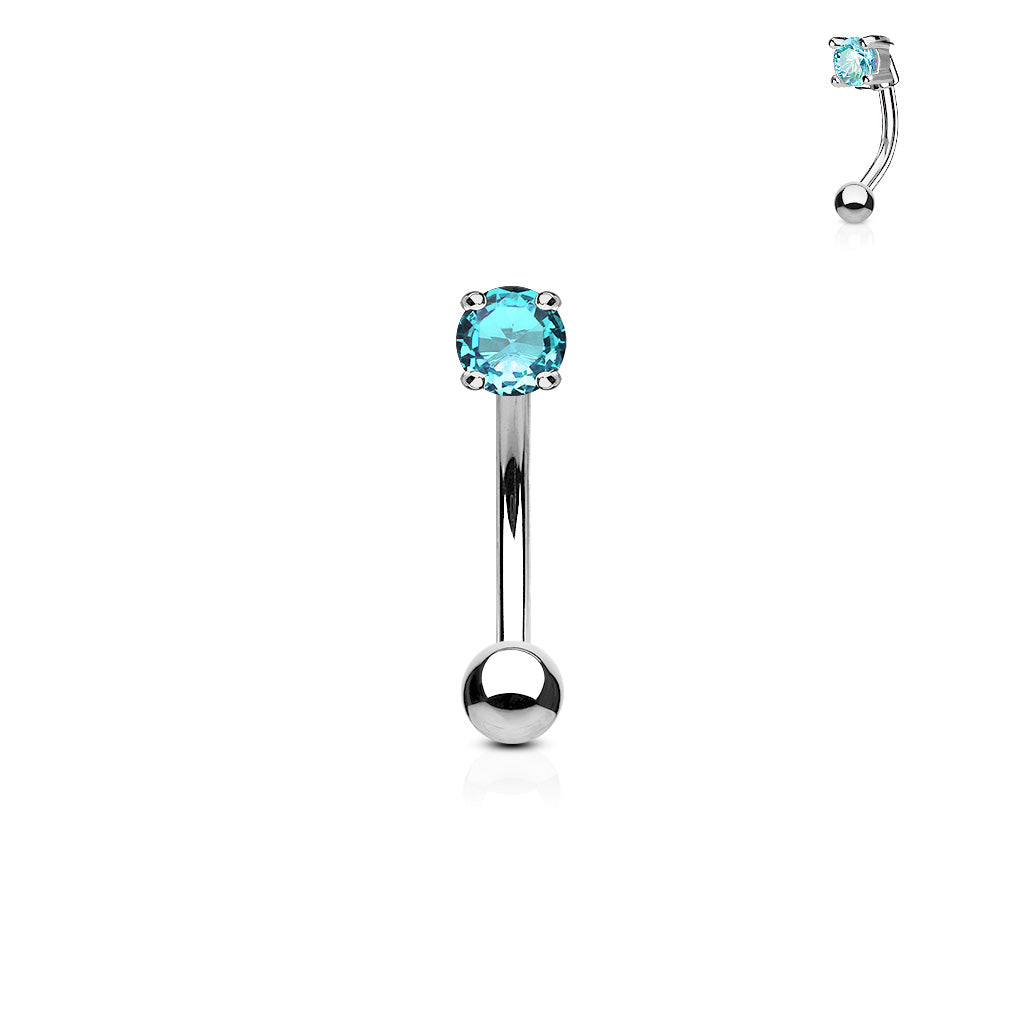Single Gem Curved Barbell.