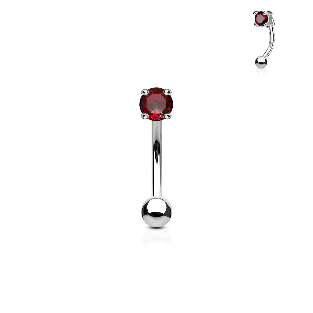 Single Gem Curved Barbell.