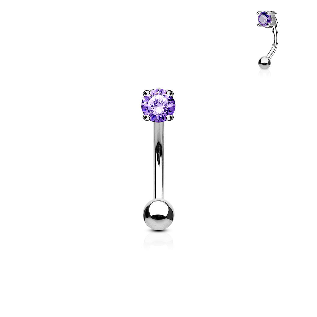 Single Gem Curved Barbell.