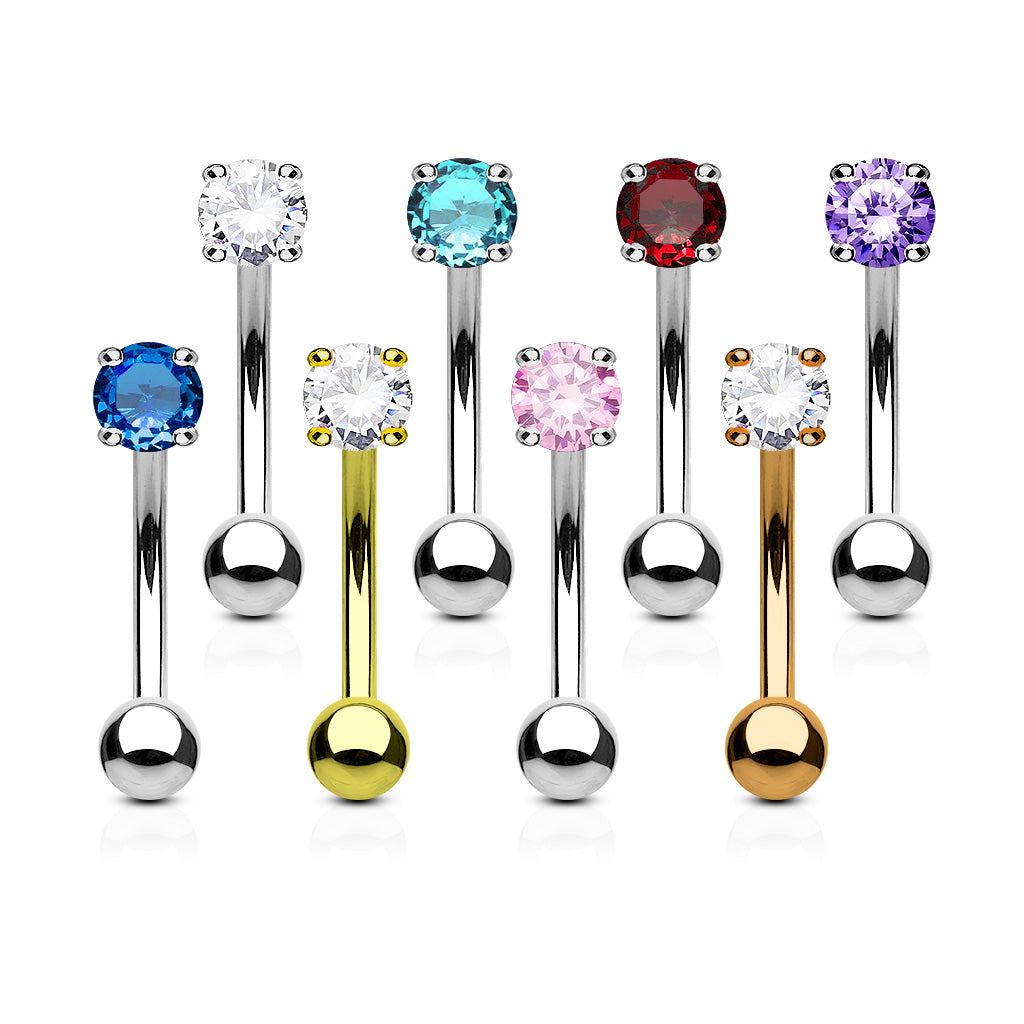 Single Gem Curved Barbell.