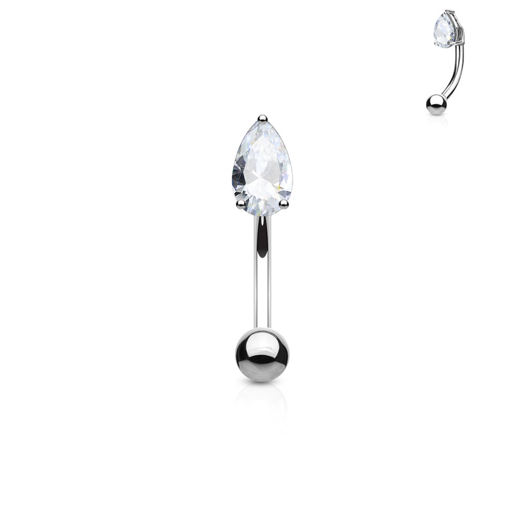 Teardrop CZ Curved Barbell.