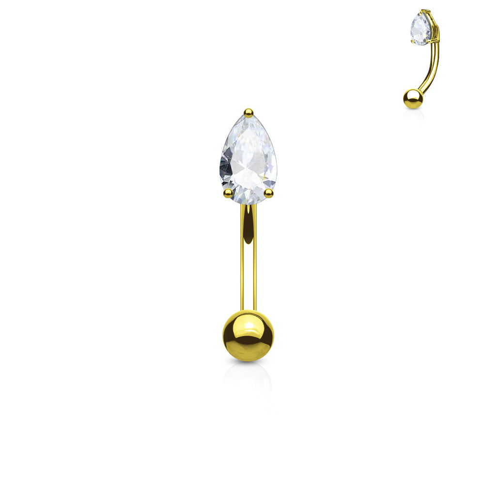 Teardrop CZ Curved Barbell.