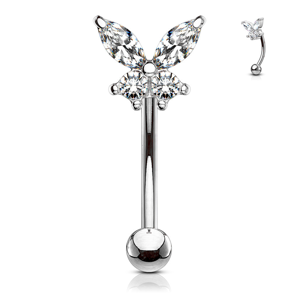 CZ Butterfly Curved Barbell.