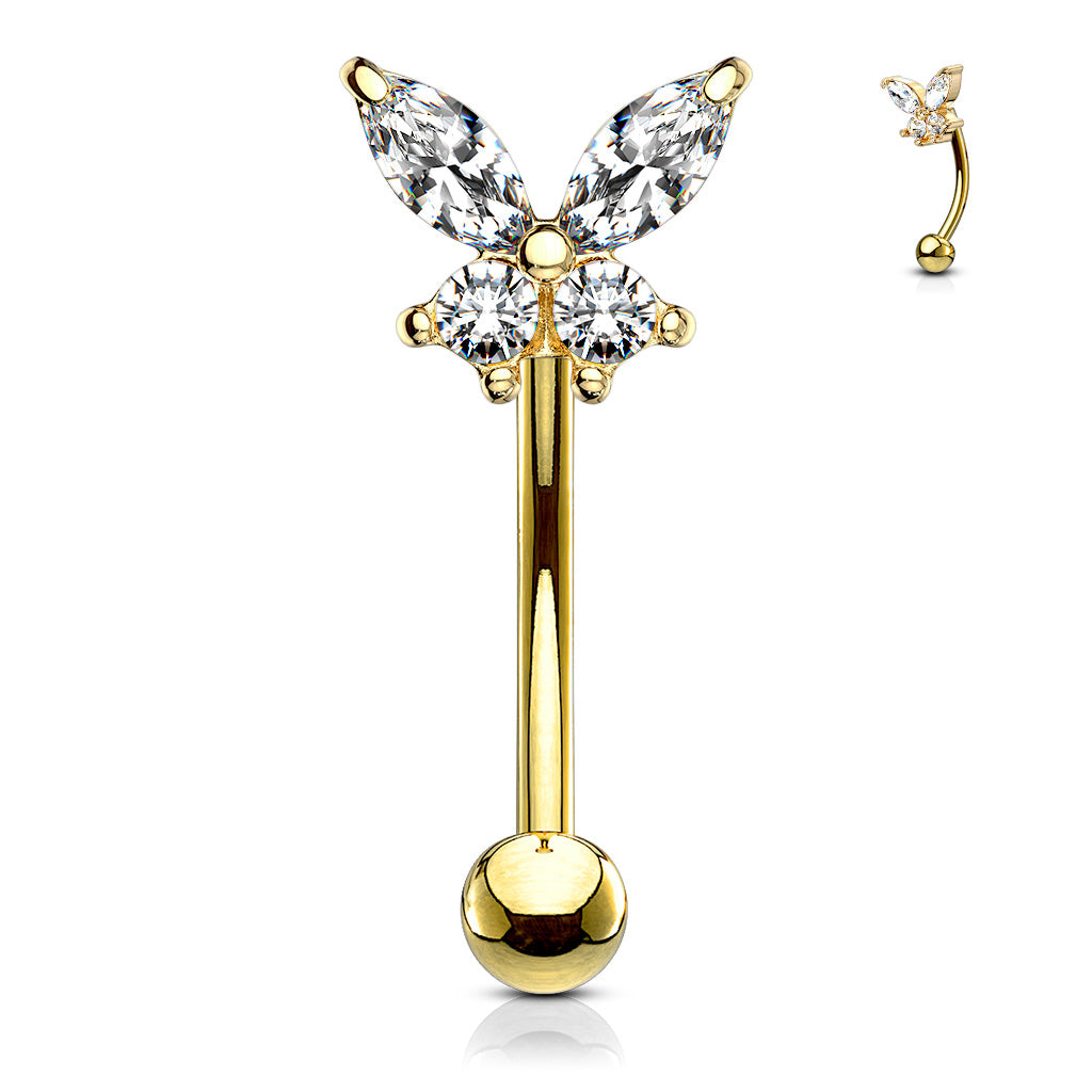CZ Butterfly Curved Barbell.