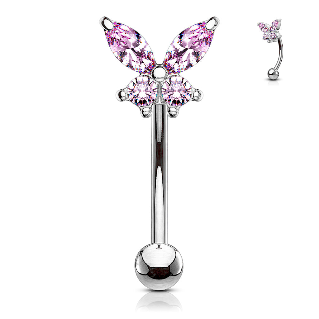 CZ Butterfly Curved Barbell.