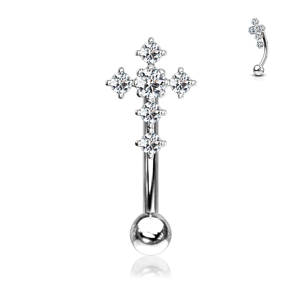 CZ Cross Curved Barbell.