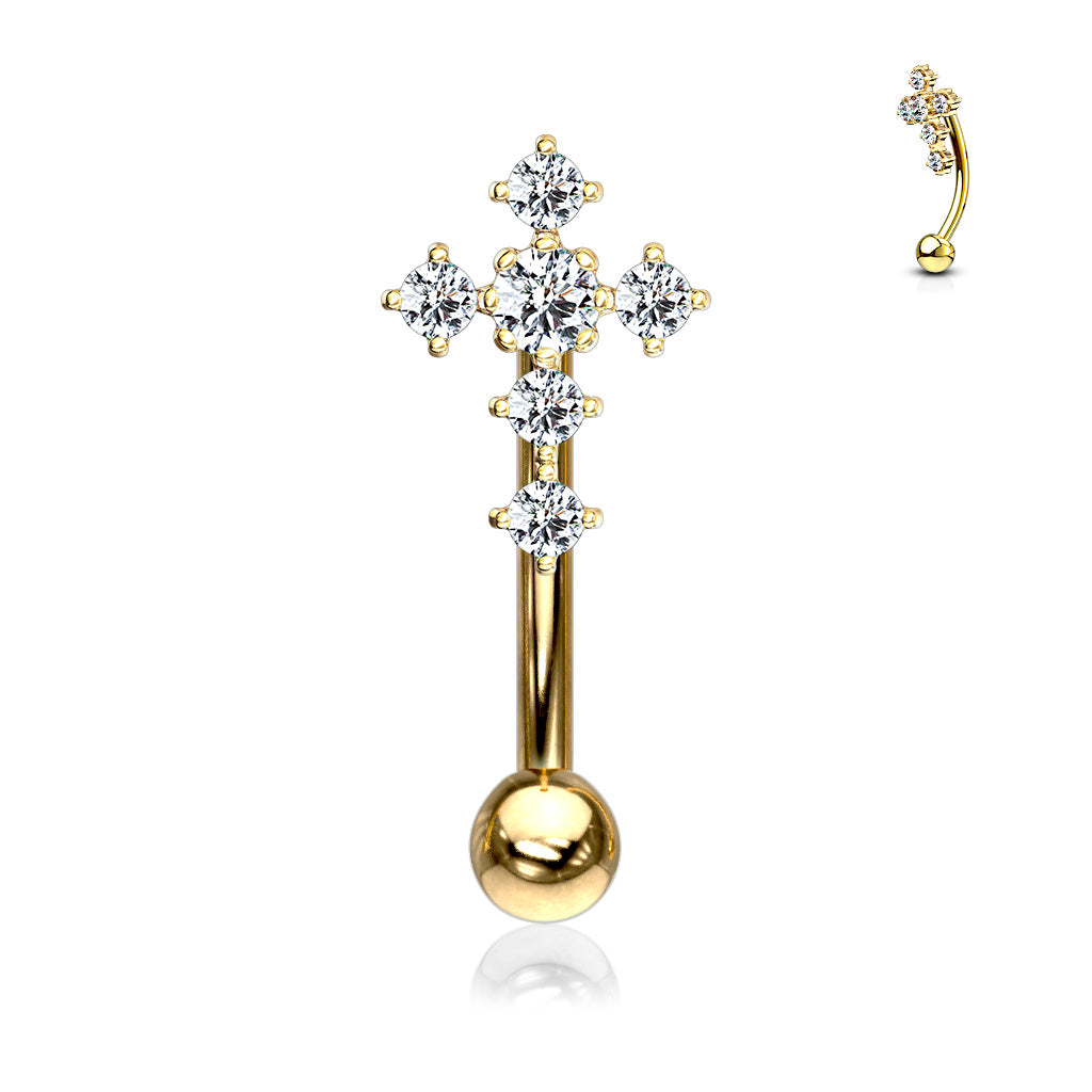 CZ Cross Curved Barbell.