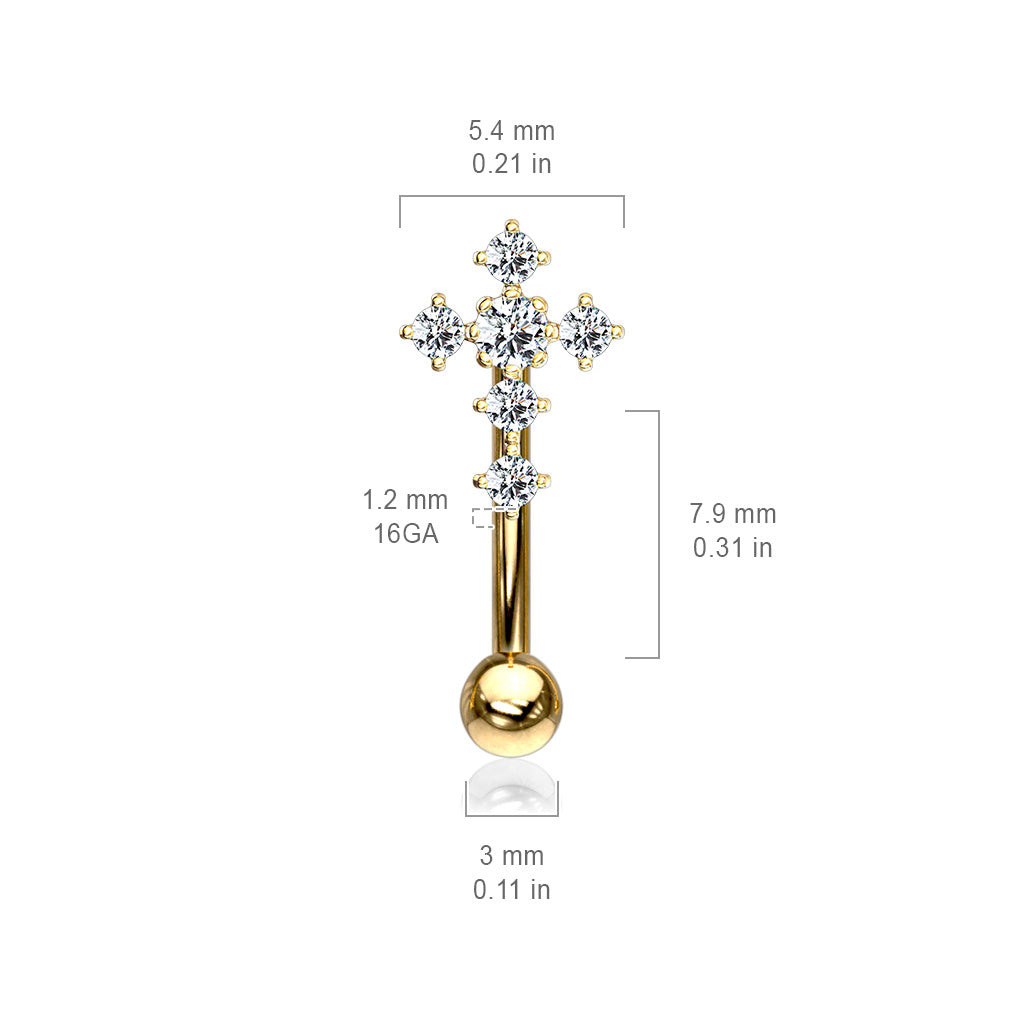 CZ Cross Curved Barbell.