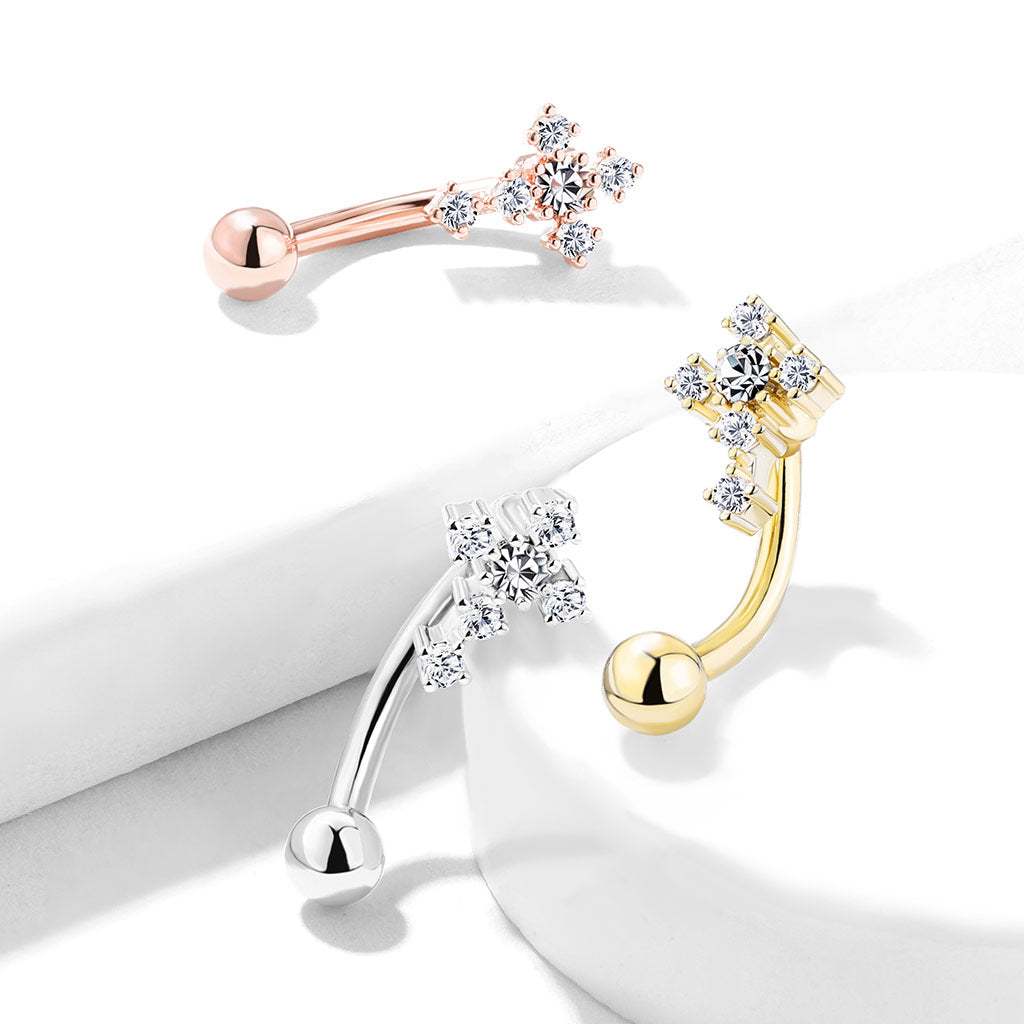 CZ Cross Curved Barbell.