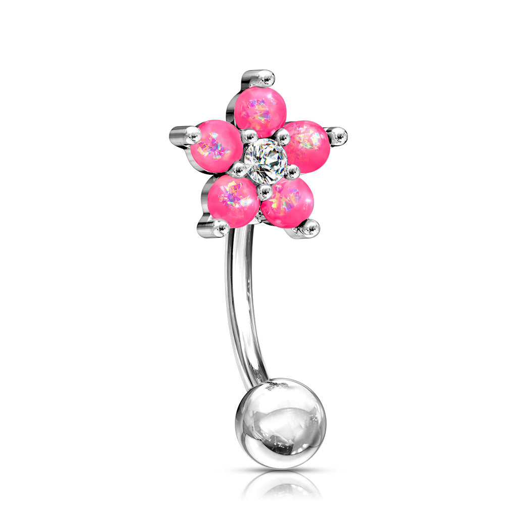 Opal Flower Curved Barbell.