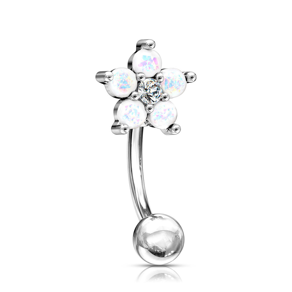 Opal Flower Curved Barbell.