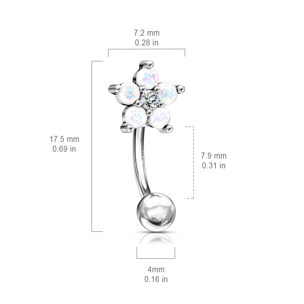Opal Flower Curved Barbell.