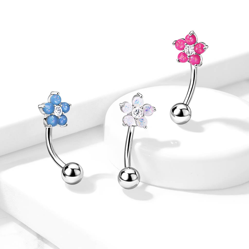 Opal Flower Curved Barbell.
