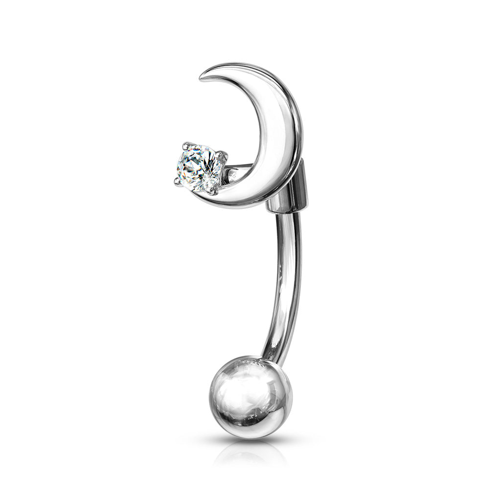 Moon with CZ Curved Barbell.