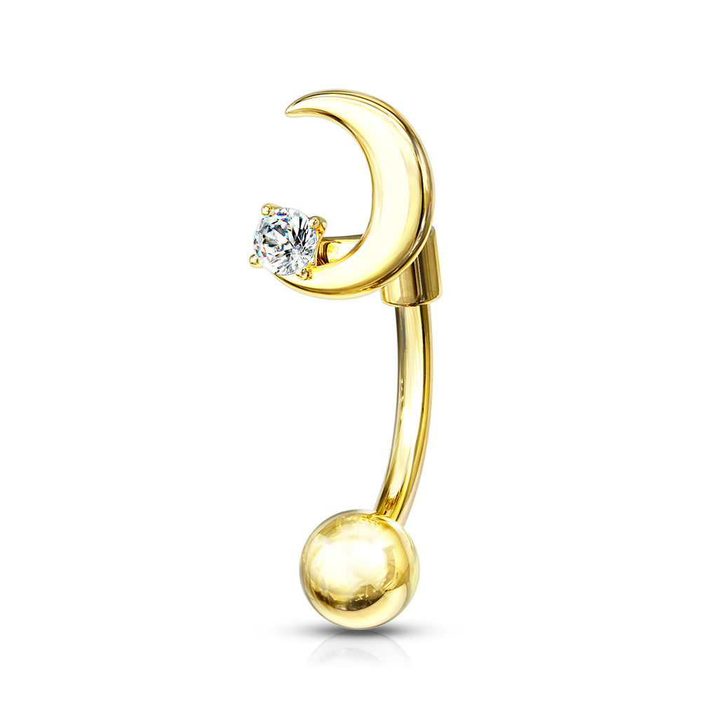 Moon with CZ Curved Barbell.