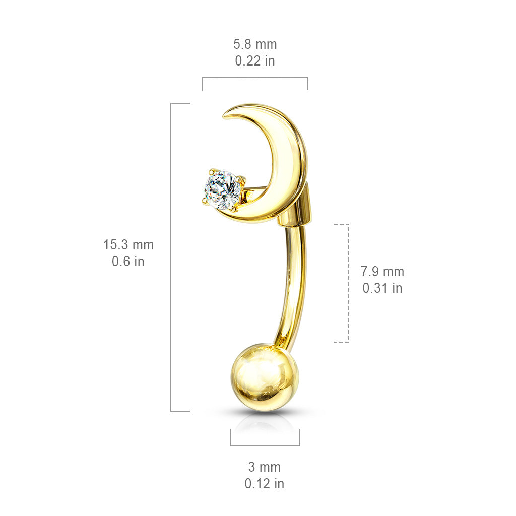 Moon with CZ Curved Barbell.