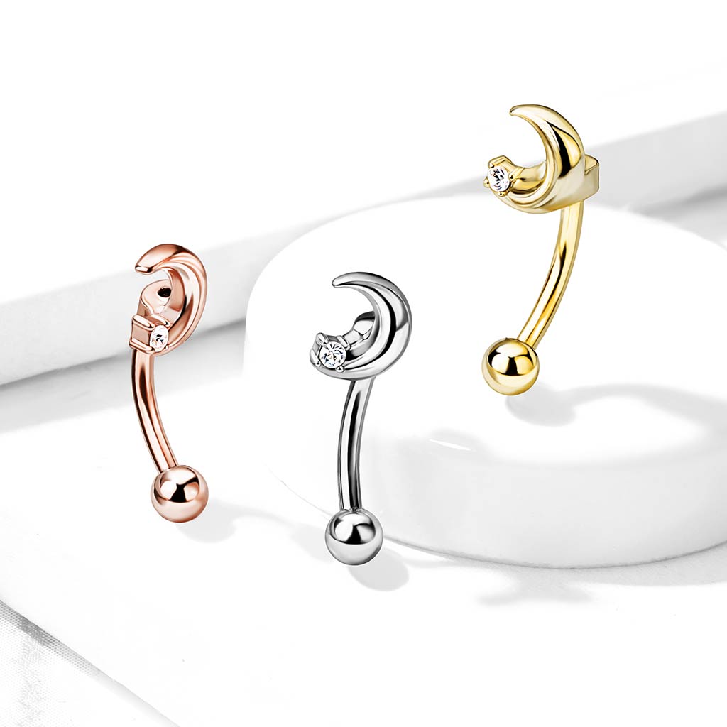 Moon with CZ Curved Barbell.