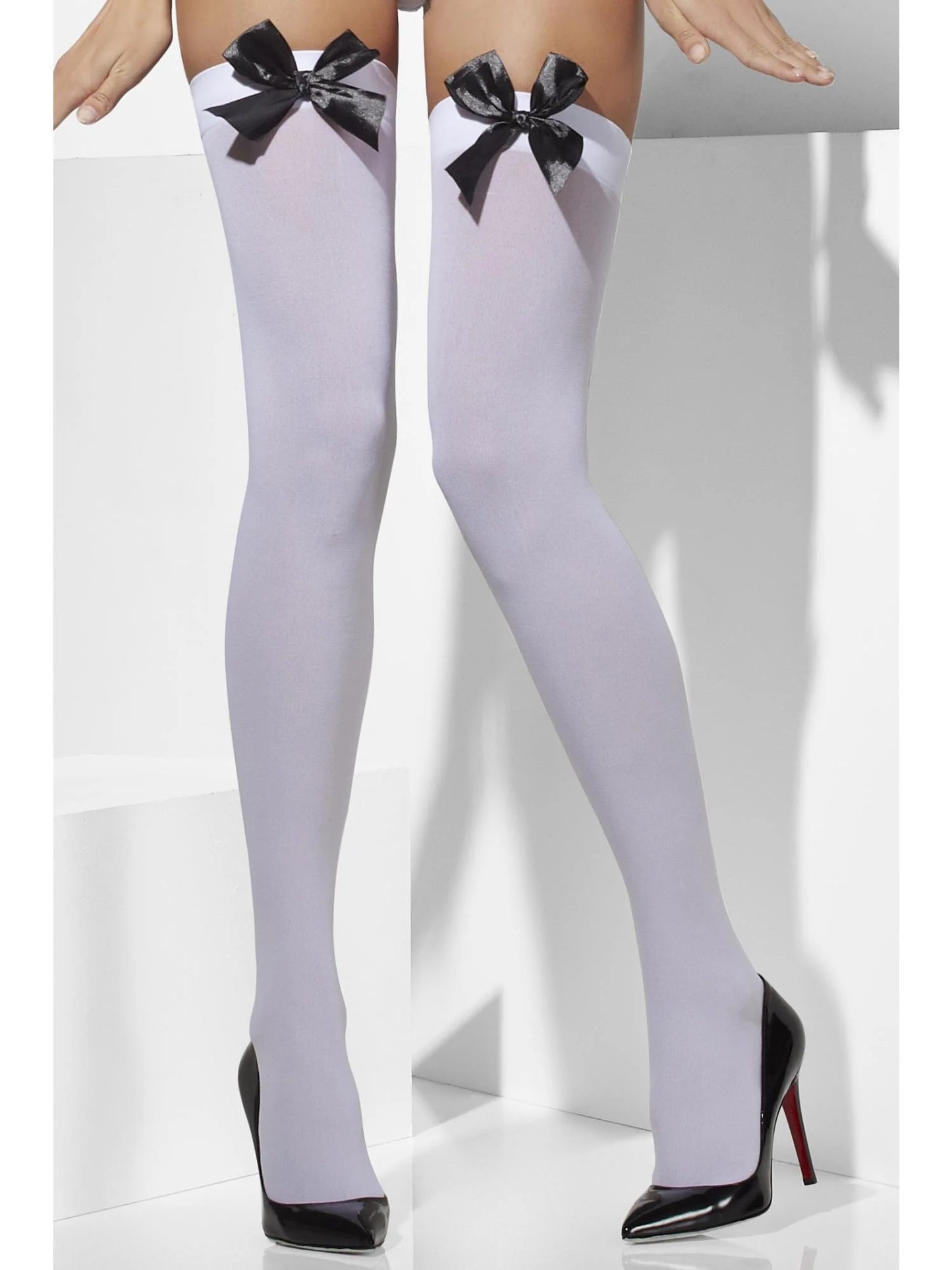 Opaque White Hold ups with Black Bow