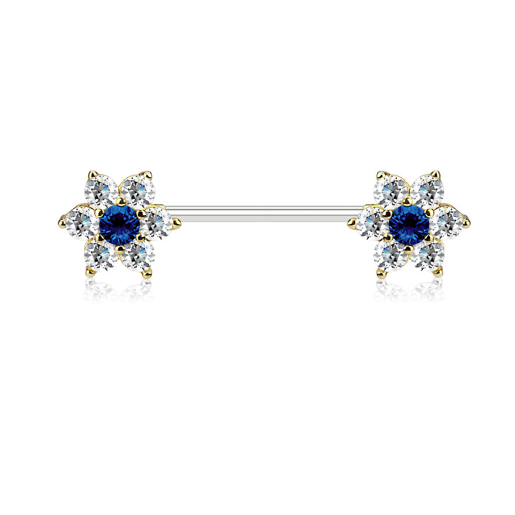 CZ Flower Nipple Bar.