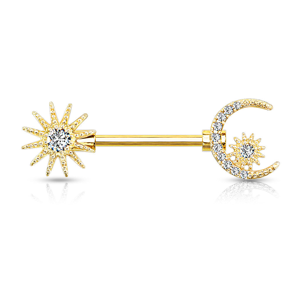 Sun, Moon and Star Nipple Bar.