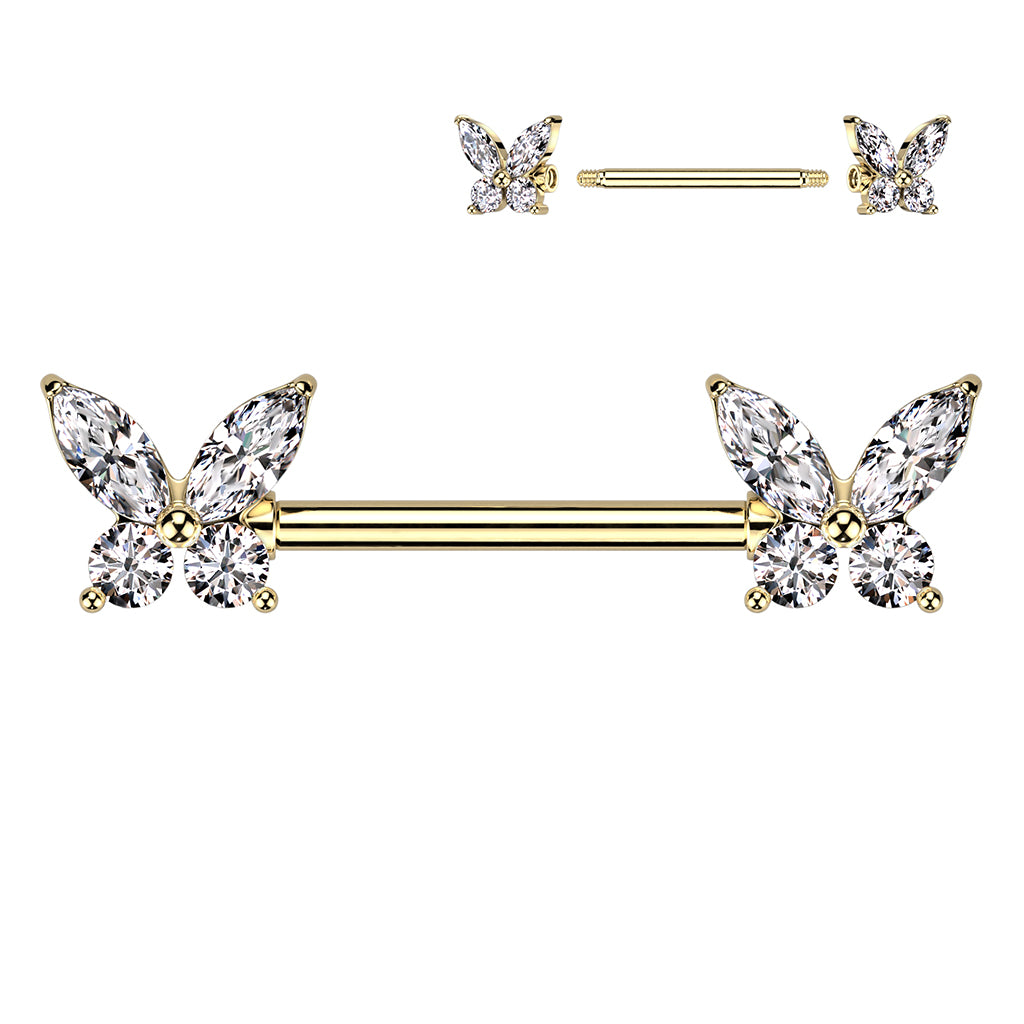 CZ Butterfly Nipple Bar.