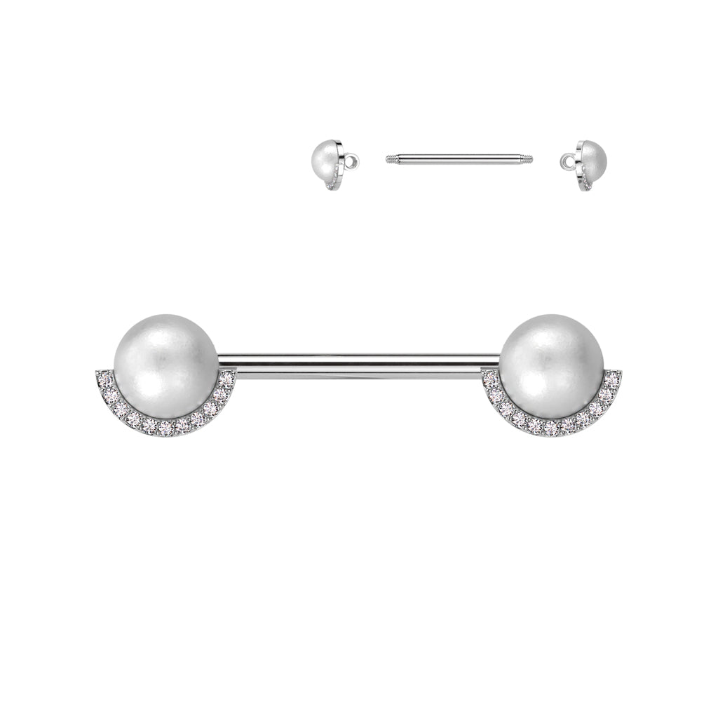 Pearl And CZ Nipple Bar.