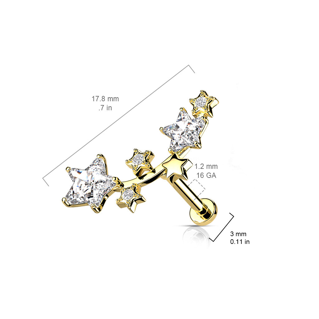 Multi Star CZ Vine Labret.