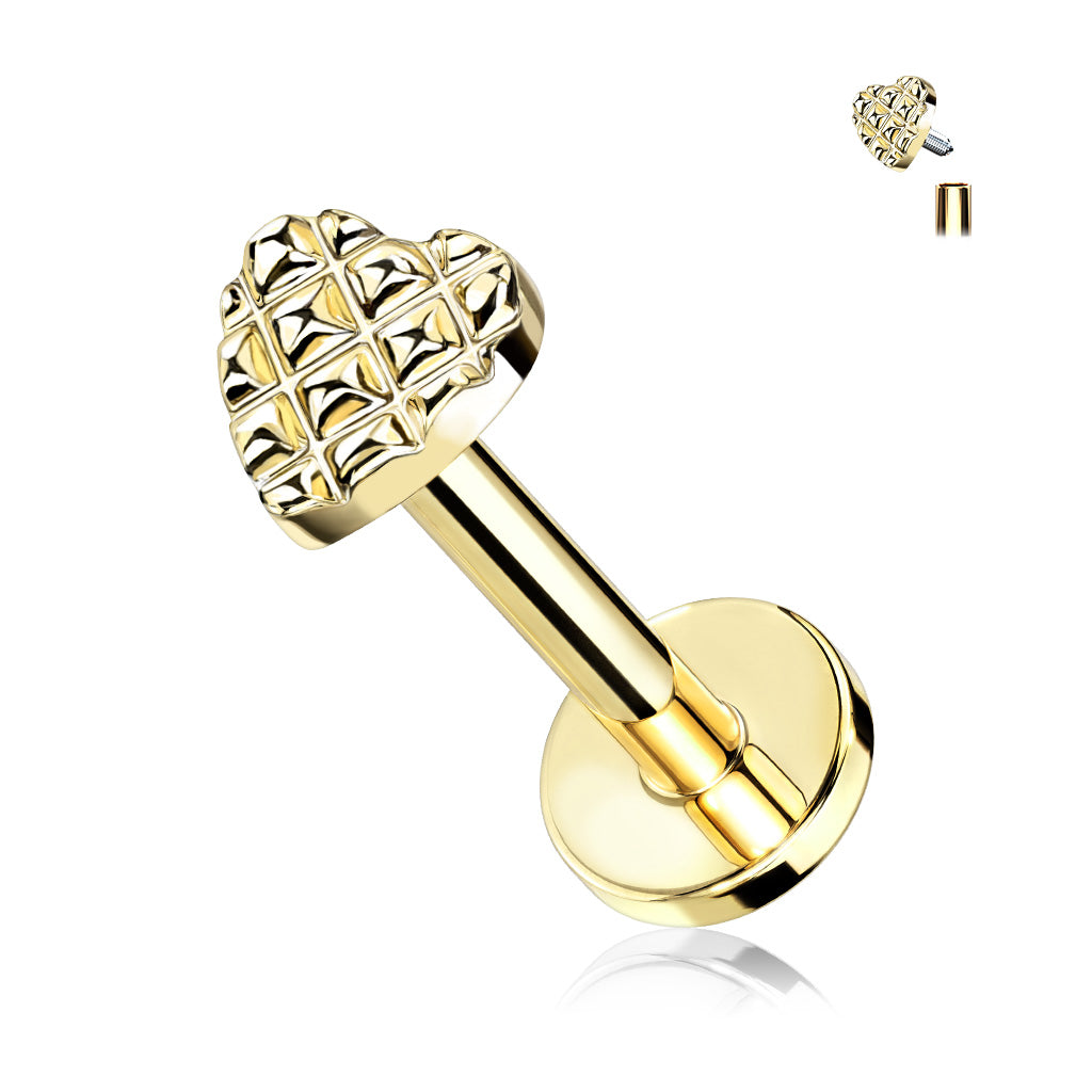 Diamond Cut Heart Labret.