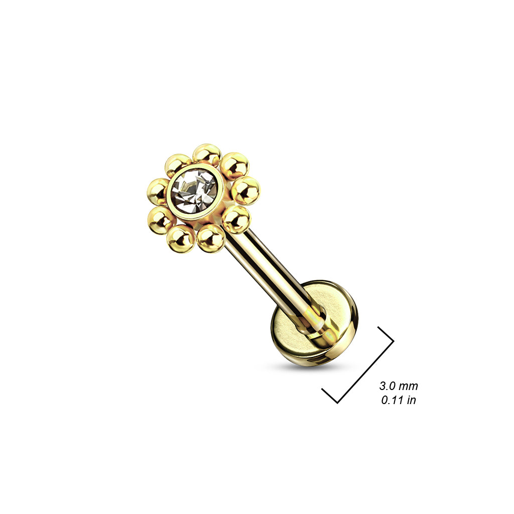 Round Crystal Gem Labret.