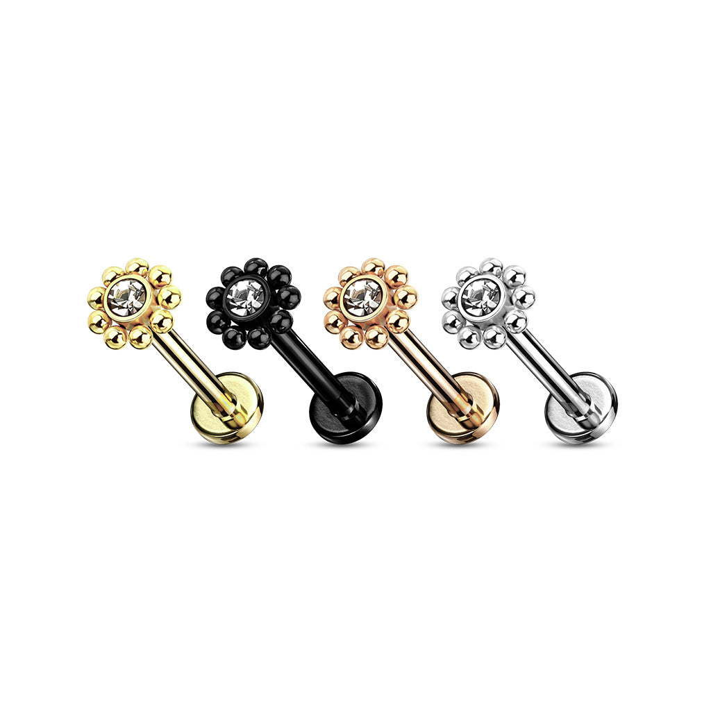 Round Crystal Gem Labret.