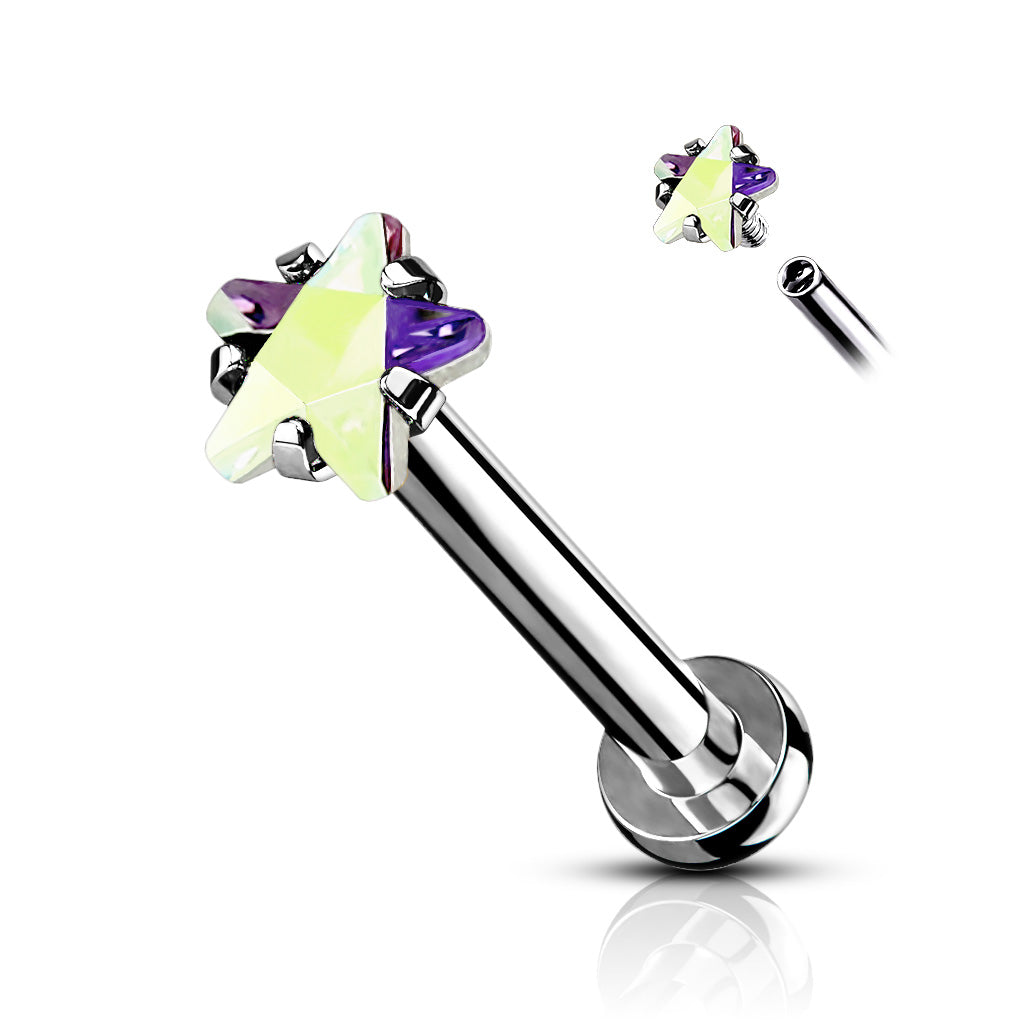 Star Shaped CZ/ AB Labret.