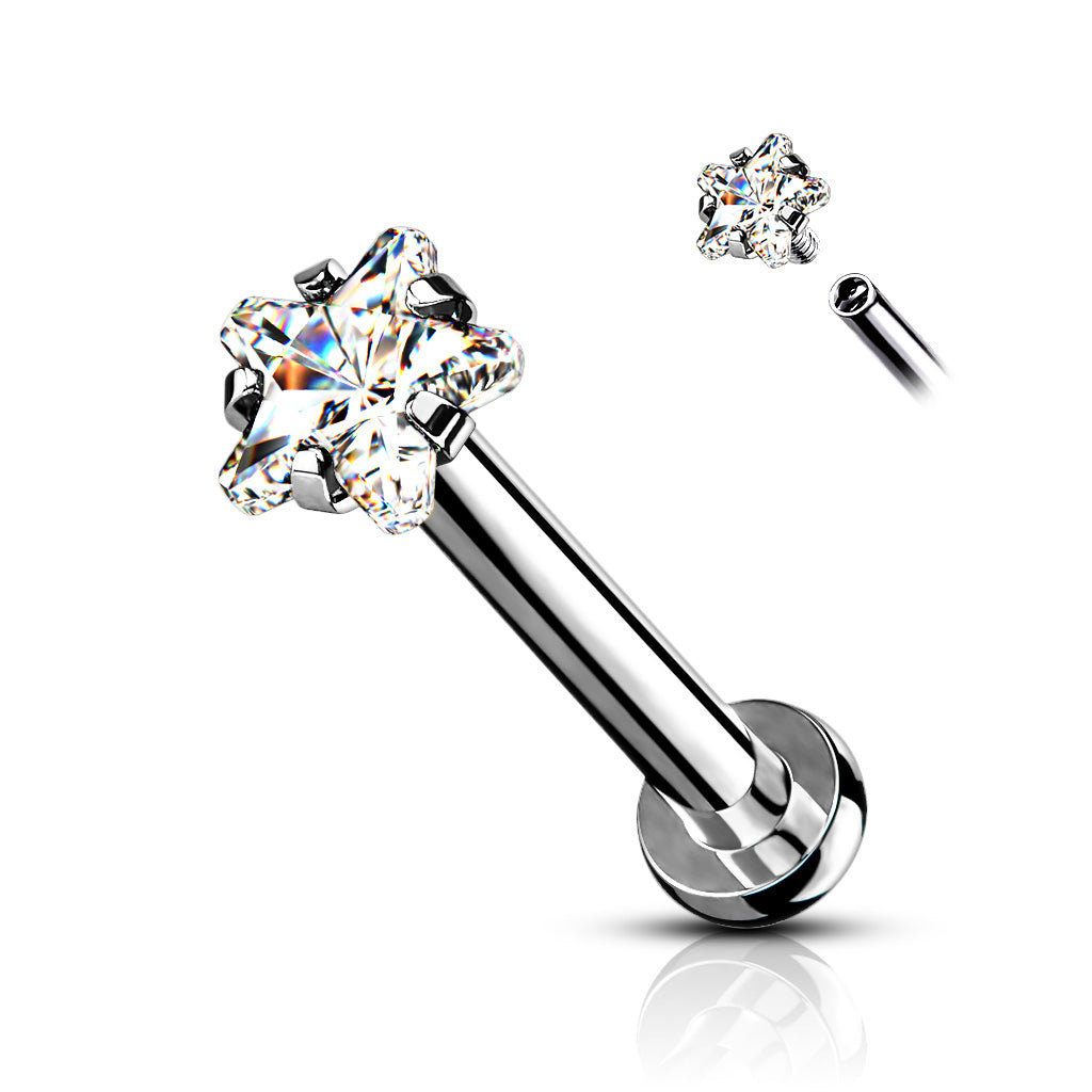 Star Shaped CZ/ AB Labret.