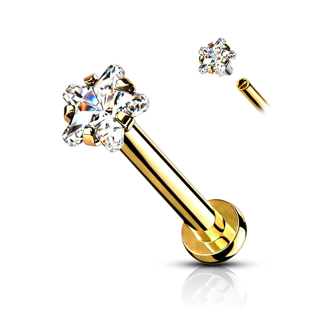 Star Shaped CZ/ AB Labret.